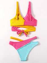 Load image into Gallery viewer, Criss-Cross Color-Block Bikinis