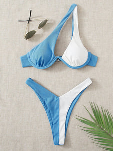One-Shoulder Cut Out Brazilian Bikini