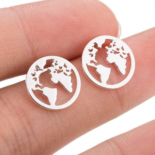 World Map Stud Earrings