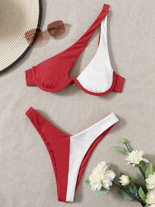 One-Shoulder Cut Out Brazilian Bikini
