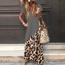 Load image into Gallery viewer, Block Color Leopard Loose Maxi Dress
