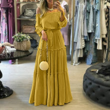 Load image into Gallery viewer, Long Off-Shoulder Boho Dress