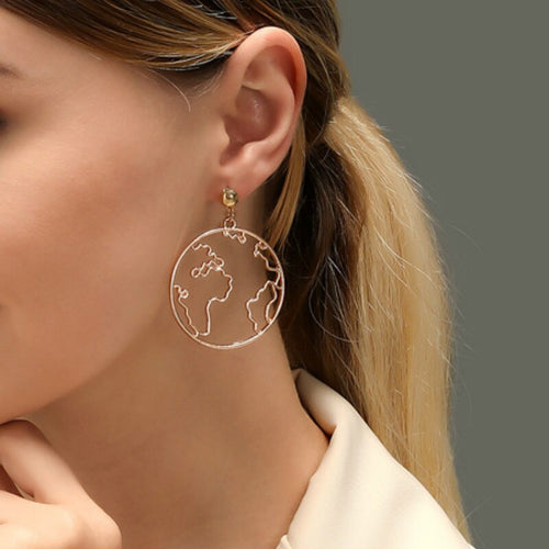 World Map Hoop Earrings