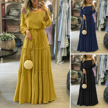 Load image into Gallery viewer, Long Off-Shoulder Boho Dress