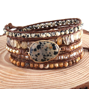 Boho Wrap Bracelets with Natural Stone