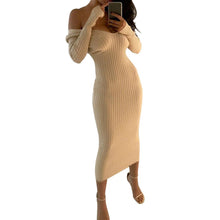 Load image into Gallery viewer, Long Sleeve Knit V-neck or Off the Shoulder Dress