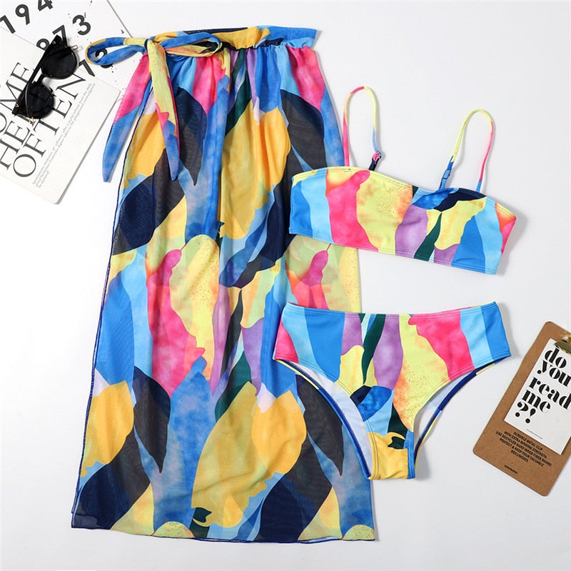 3 Piece Bandeau Bikini Sets