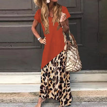 Load image into Gallery viewer, Block Color Leopard Loose Maxi Dress