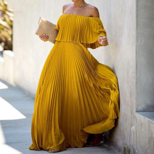 Pleated Long Flowy Dress