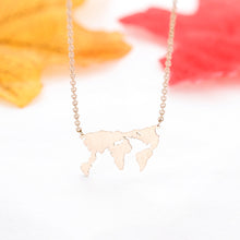 Load image into Gallery viewer, world map necklace rose gold