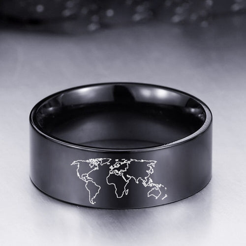 Men's Titanium Map Ring