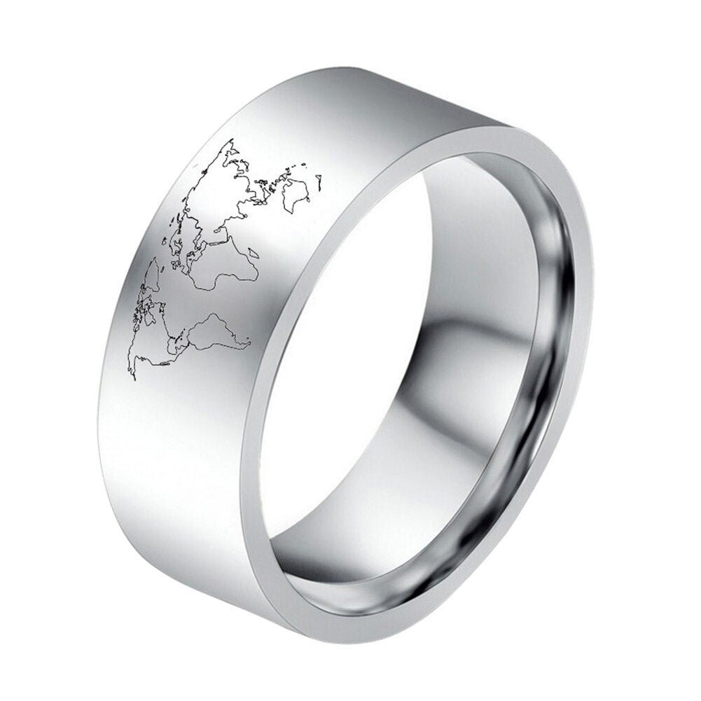 Men's Titanium Map Ring