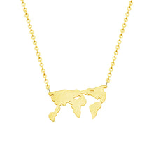 Load image into Gallery viewer, gold world map necklace