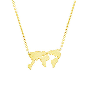 gold world map necklace