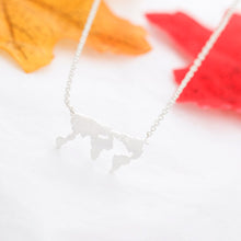 Load image into Gallery viewer, silver world map necklace