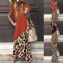Load image into Gallery viewer, Block Color Leopard Loose Maxi Dress