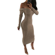 Load image into Gallery viewer, Long Sleeve Knit V-neck or Off the Shoulder Dress