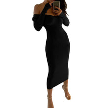 Load image into Gallery viewer, Long Sleeve Knit V-neck or Off the Shoulder Dress