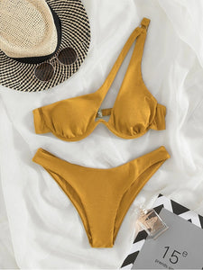 One-Shoulder Cut Out Brazilian Bikini